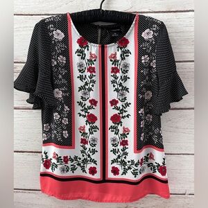 Liz Claiborne Black and Red Polka Dot Blouse